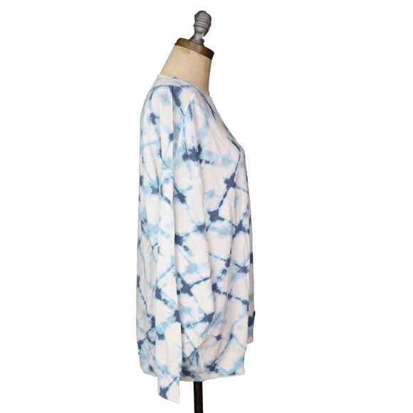 AERIE OFFLINE Oversized Crew Sweater M Marbled Blue Tie Dye Pullover NWT B68 - Picture 2 of 6